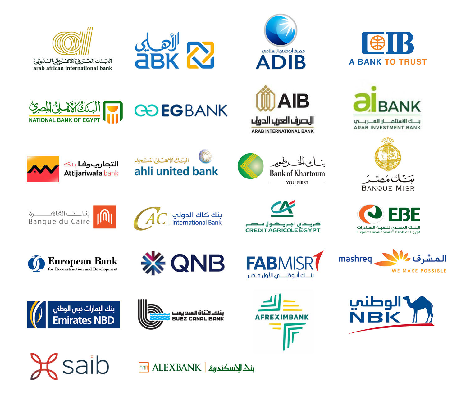 Logos of banking clients