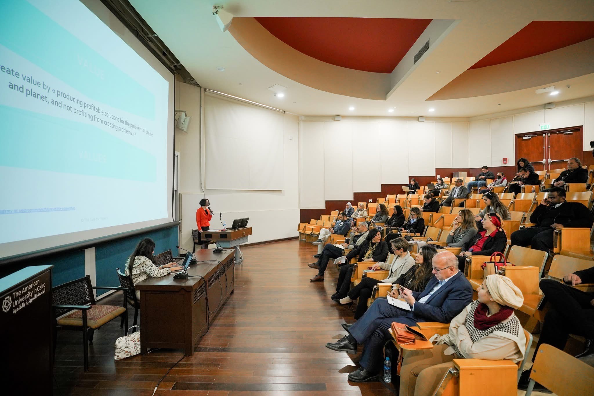 Lecture in a hall