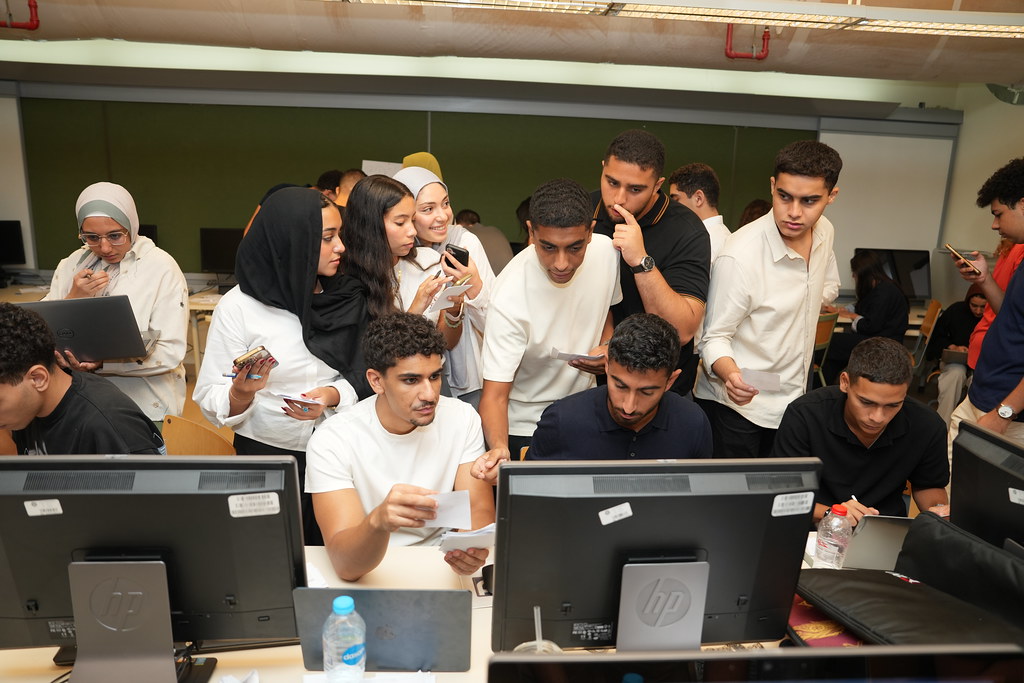 students working in classroom on project 