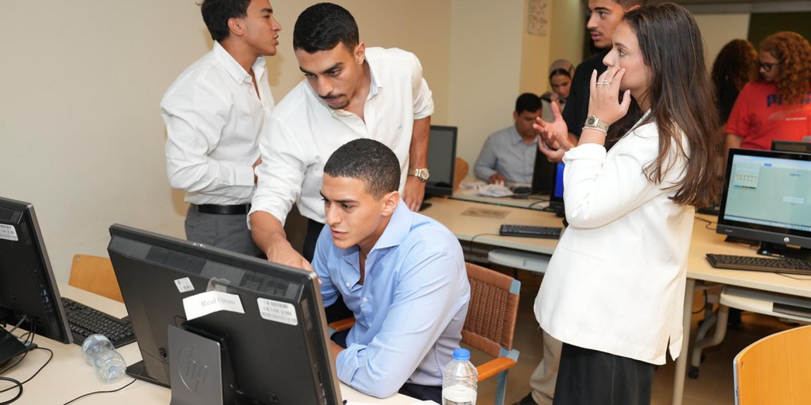students working together in class