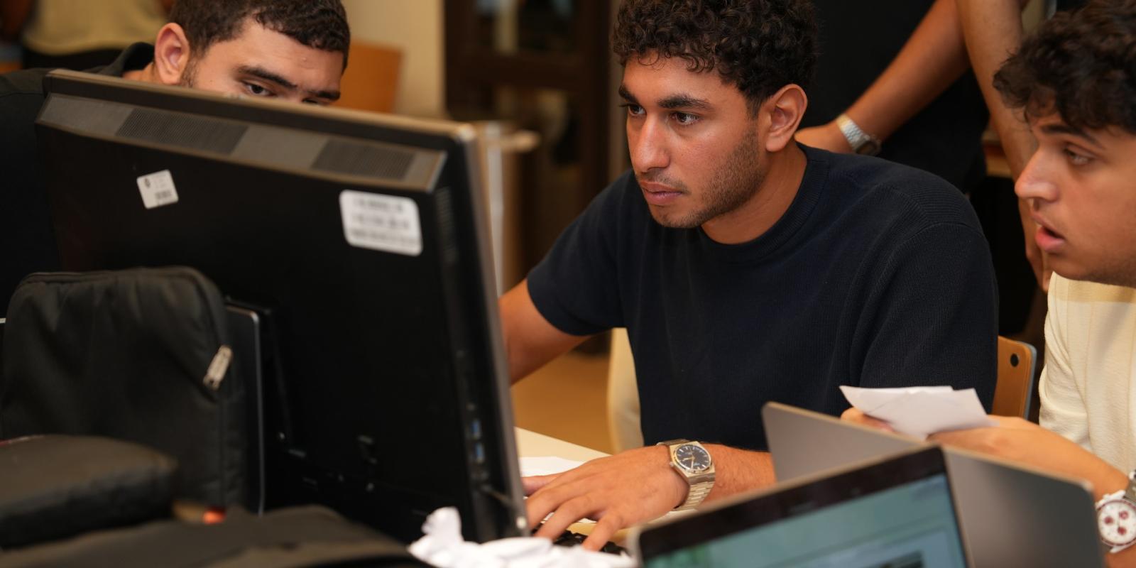 students during work project