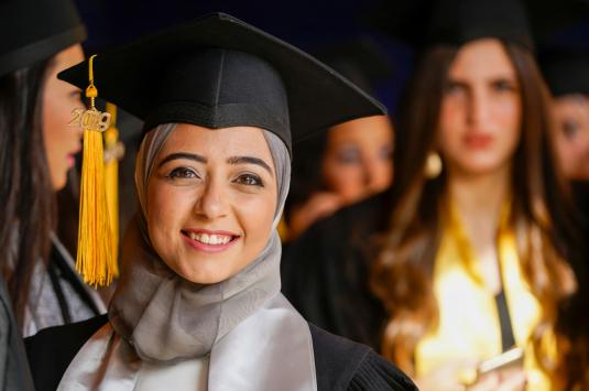 a group of graduating female students