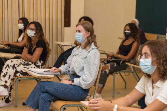 Students wearing masks