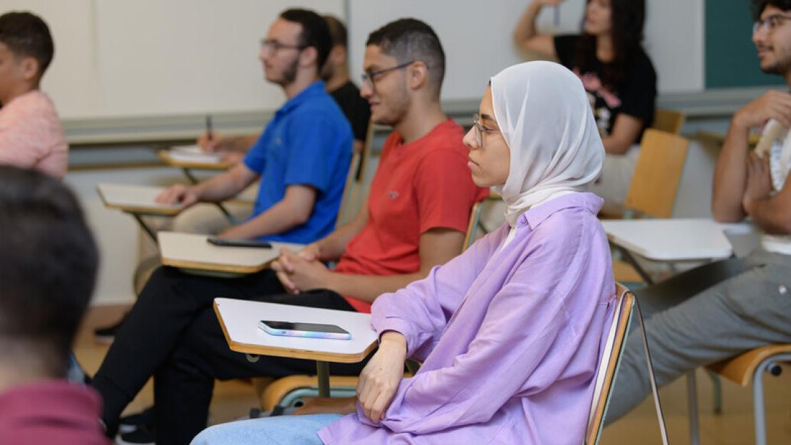 A student in class