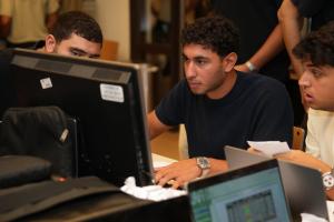 students during work project