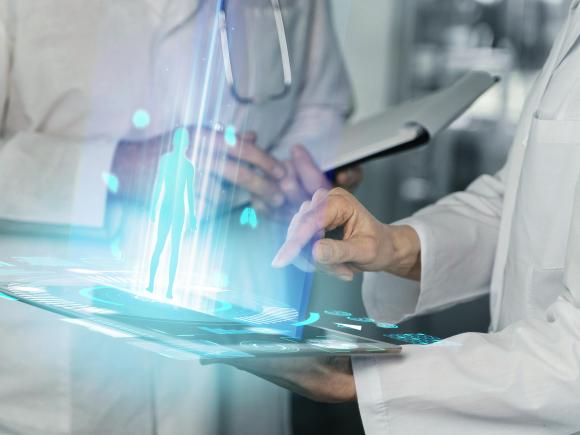 close of up of professionals in lab wearing lab coats